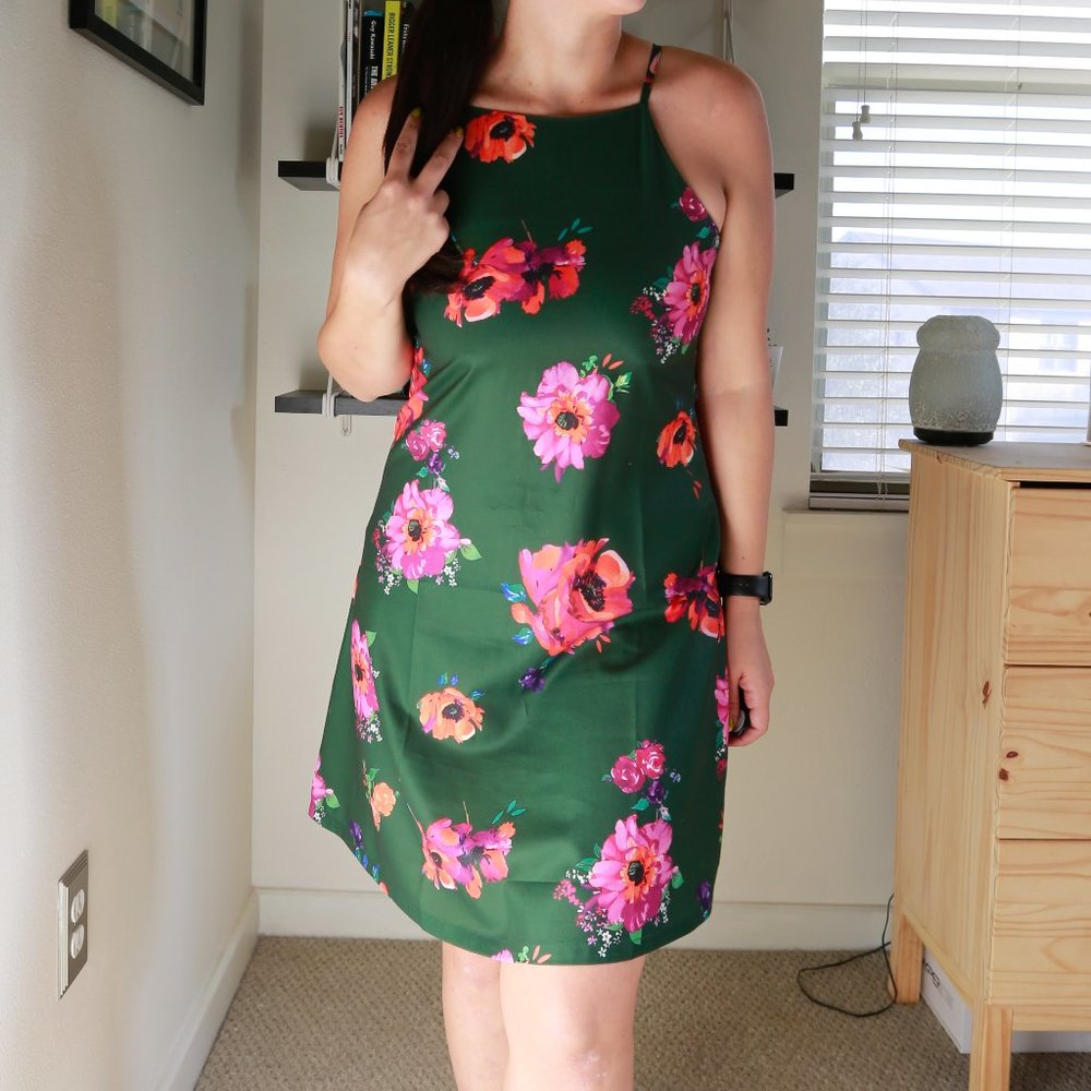 Flower print Green Dress
